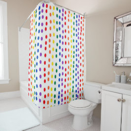 Rainbow Candy Dots auf Weiß Duschvorhang