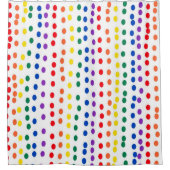 Rainbow Candy Dots auf Weiß Duschvorhang (Vorderseite)