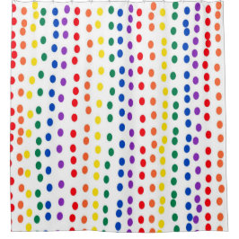 Rainbow Candy Dots auf Weiß Duschvorhang