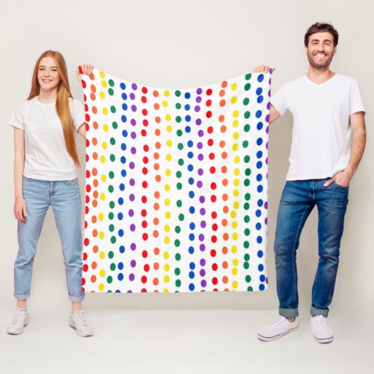 Rainbow Candy Dots auf Weiß Fleecedecke (Beispiel)