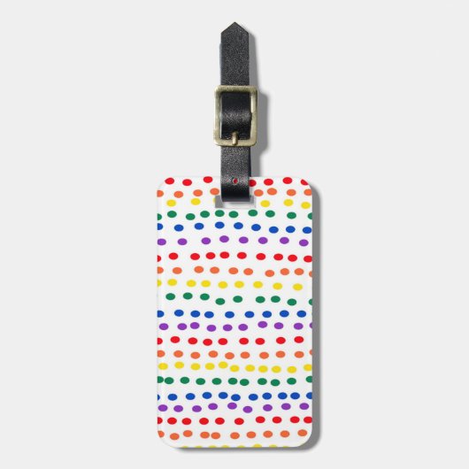 Rainbow Candy Dots auf Weiß Gepäckanhänger (Vorderseite vertikal)