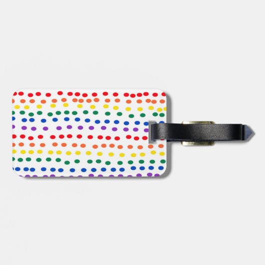 Rainbow Candy Dots auf Weiß Gepäckanhänger (Rückseite horizontal)