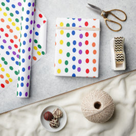 Rainbow Candy Dots auf Weiß Geschenkpapier