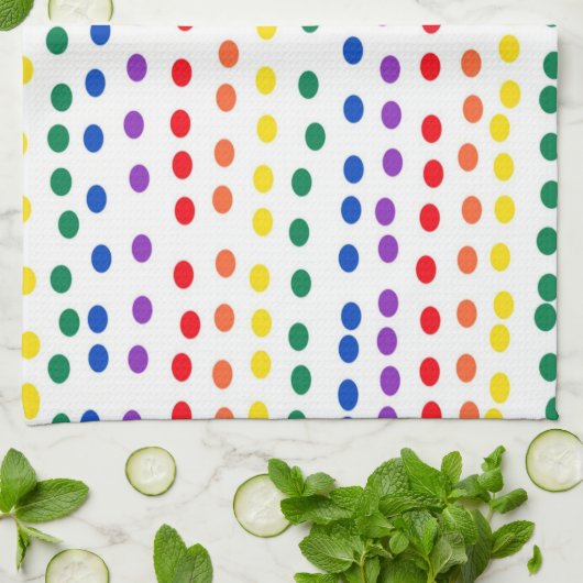 Rainbow Candy Dots auf Weiß Geschirrtuch (Gefaltet)