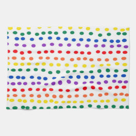 Rainbow Candy Dots auf Weiß Geschirrtuch