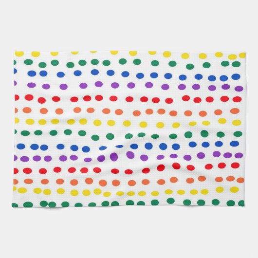 Rainbow Candy Dots auf Weiß Geschirrtuch (Horizontal)