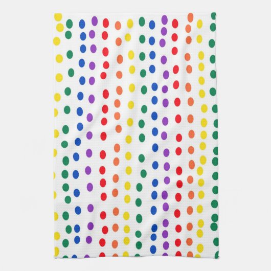 Rainbow Candy Dots auf Weiß Geschirrtuch (Vertikal)