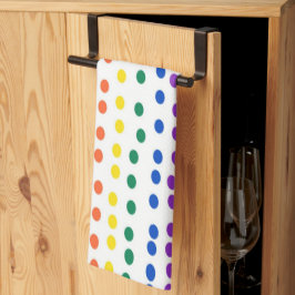 Rainbow Candy Dots auf Weiß Geschirrtuch