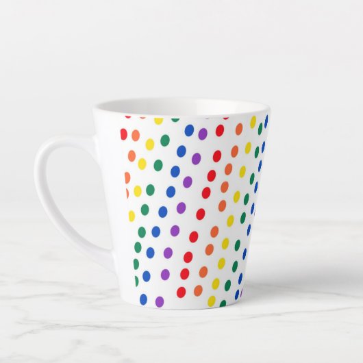 Rainbow Candy Dots auf Weiß Milchtasse (Links)