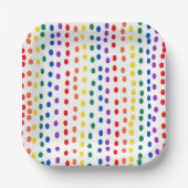 Rainbow Candy Dots auf Weiß Pappteller (Vorderseite)