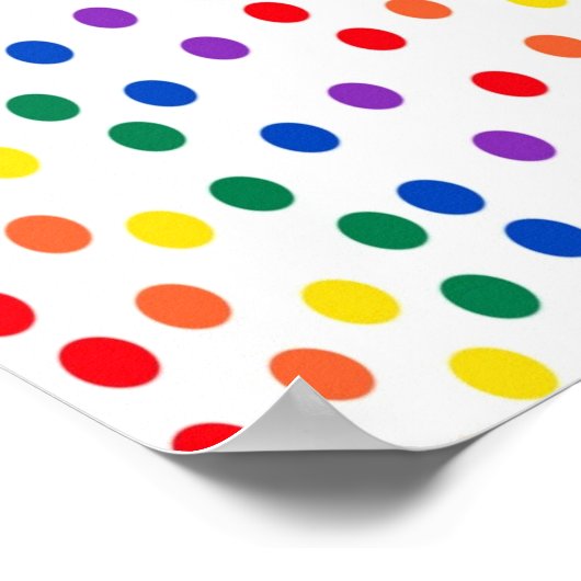 Rainbow Candy Dots auf Weiß Poster (Ecke)