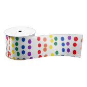 Rainbow Candy Dots auf Weiß Satinband (Spule)