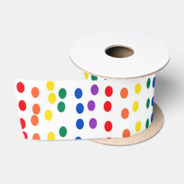 Rainbow Candy Dots auf Weiß Satinband