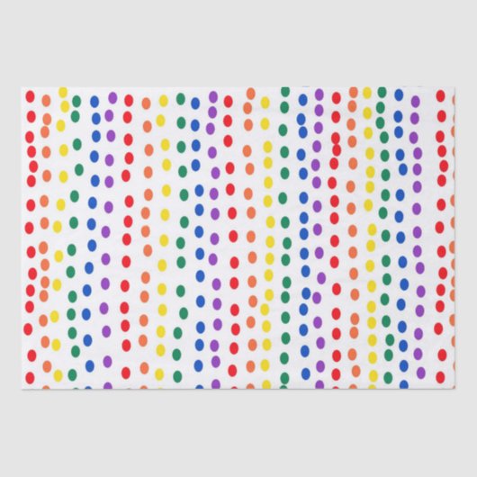 Rainbow Candy Dots auf Weiß Seidenpapier (Vorderseite)