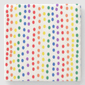 Rainbow Candy Dots auf Weiß Steinuntersetzer (Vorderseite)