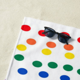 Rainbow Candy Dots auf Weiß Strandtuch