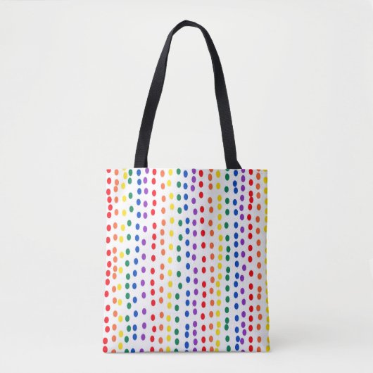 Rainbow Candy Dots auf Weiß Tasche (Vorderseite)