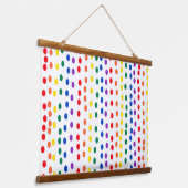 Rainbow Candy Dots auf Weiß Wandteppich Mit Holzrahmen (Gewinkelt)