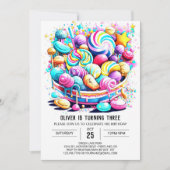 Rainbow Candy Editable Birthday Einladung (Vorderseite)
