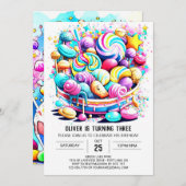 Rainbow Candy Editable Birthday Einladung (Vorne/Hinten)