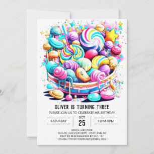 Rainbow Candy Editable Birthday Einladung