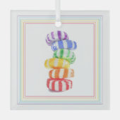 RAINBOW CANDY Glass Square Ornament Aus Glas (Vorderseite)
