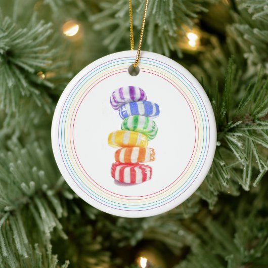 RAINBOW CANDY Keramik Circle Ornament (Baum)