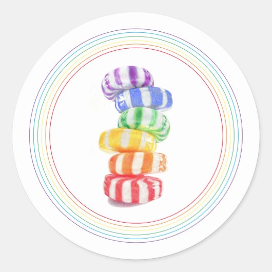 RAINBOW CANDY Kleine Round Stickers (Vorderseite)