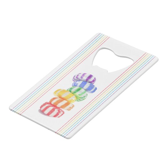 RAINBOW CANDY Kreditkarte Flaschenöffner (Vorderseite Schrägansicht)