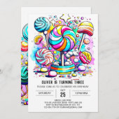 Rainbow Candy Land Birthday Einladung (Vorne/Hinten)