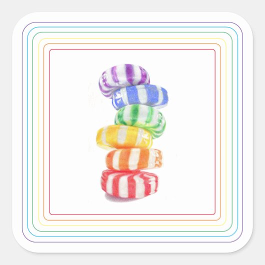 RAINBOW CANDY Large Square Stickers (Vorderseite)
