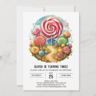 Rainbow Candy Lollipop Geburtstag Einladung