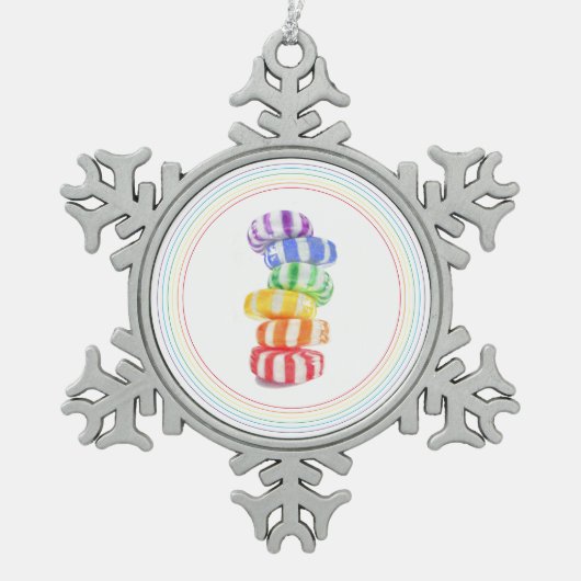 RAINBOW CANDY Pewter Snowflake Ornament (Vorderseite)