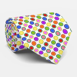 Rainbow Candy Polka Dots on White, Happy Color Krawatte