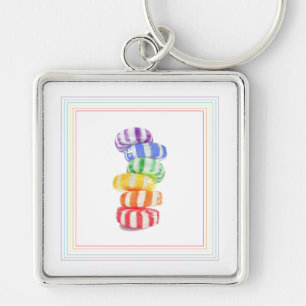 RAINBOW CANDY Premium Square Schlüsselanhänger