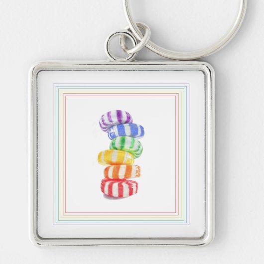 RAINBOW CANDY Premium Square Schlüsselanhänger (Vorne)