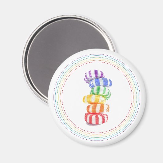 RAINBOW CANDY Round Magnet (Vorderseite/Rückseite)