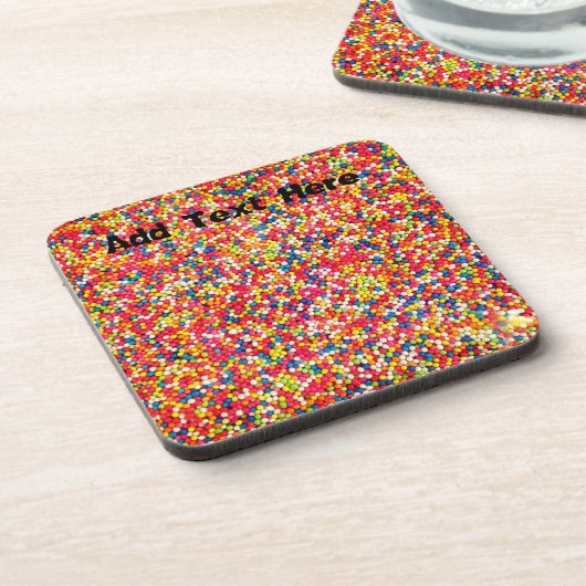 Rainbow Candy Sprinkles Getränkeuntersetzer (Linke Seite)