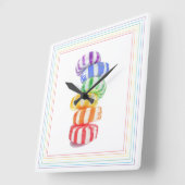 RAINBOW CANDY Square Wall Clock Quadratische Wanduhr (Winkel)