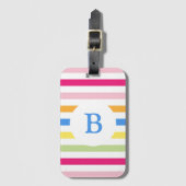 Rainbow Candy Stripes Modern Monogram Gepäckanhänger (Vorderseite Vertikal)