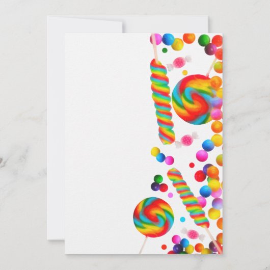 Rainbow Candy Sweet Birthday Party Einladungen (Rückseite)