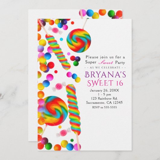 Rainbow Candy Sweet Birthday Party Einladungen (Vorne/Hinten)