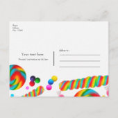 Rainbow Candy Sweet Birthday Party Save the Date Ankündigungspostkarte (Rückseite)
