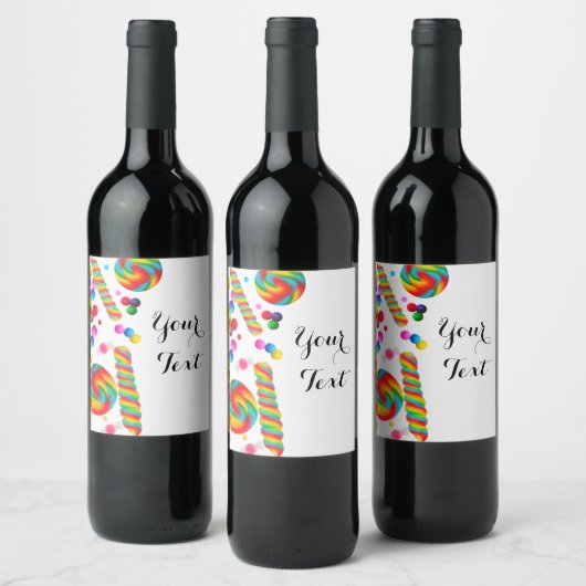 Rainbow Candy Sweet Party Custom Wine Labels Weinetikett (Flaschen)