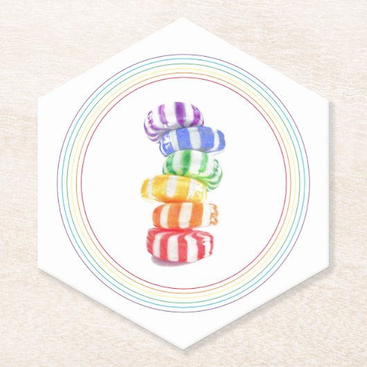 RAINBOW CANDY Untersetzer mit Hexagon (Vorderseite)