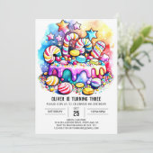 Rainbow Candyland Editable Birthday Einladung (Stehend Vorderseite)
