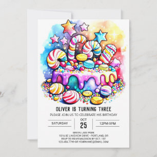 Rainbow Candyland Editable Birthday Einladung