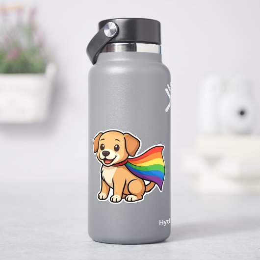 Rainbow Cape Puppy - LGBTQ++ Pride Design Aufkleber (HydroFlask)
