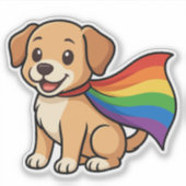 Rainbow Cape Puppy - LGBTQ++ Pride Design Aufkleber (Vorderseite)