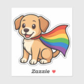 Rainbow Cape Puppy - LGBTQ++ Pride Design Aufkleber (Blatt)